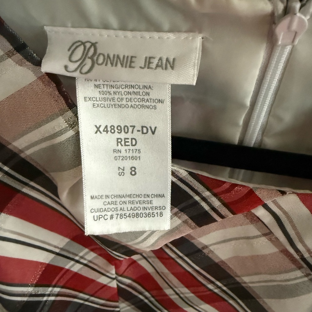 Bonnie Jean Christmas Holiday Plaid Sleeveless Party Dress  8 - Picture 4 of 9